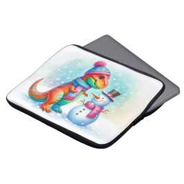 Capa Para Notebook Rainbow Dino Winter Wonderland