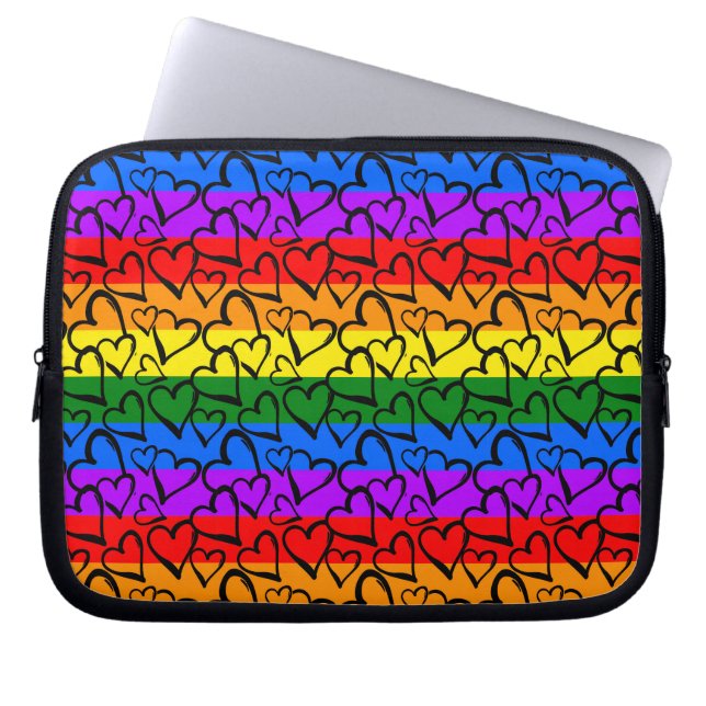 Capa Para Notebook Rainbow Heart Pattern (Frente)