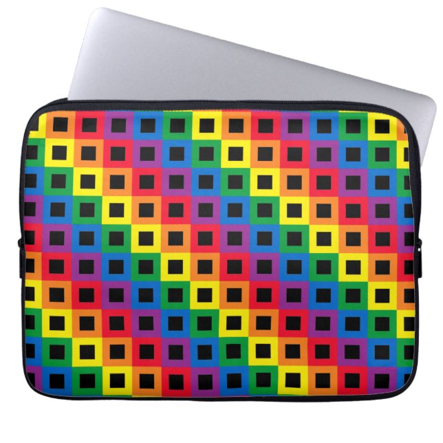 Capa Para Notebook Rainbow Squares Black (Frente)
