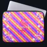 Capa Para Notebook Rainbow Stripe Monogram Name Sparkle Hearts Girly<br><div class="desc">Beautiful Girly Feminine Rainbow Stripes in pink,  blue,  red yellow,  Laptop Cover. Great gift for anyone who loves bright colors and bling. Customize to your needs by using the Personalize Menu</div>