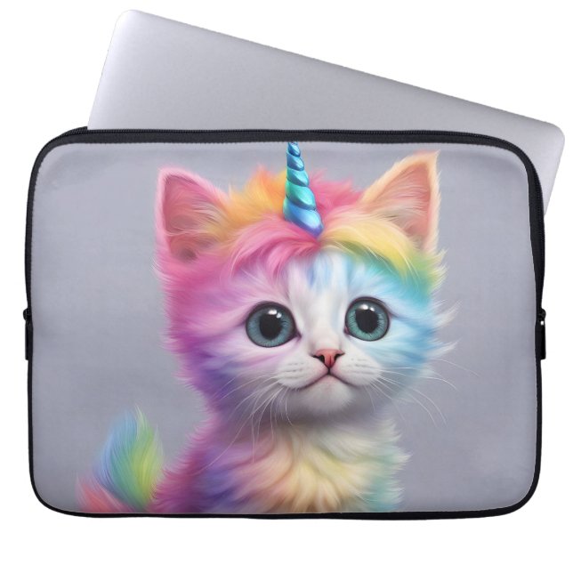 Capa Para Notebook Rainbow Unicorn Kitten (Frente)