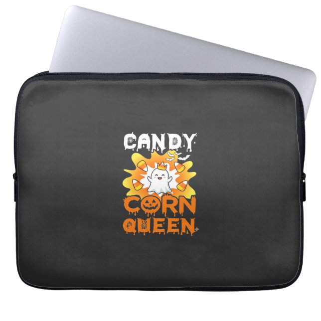 Capa Para Notebook Rainha do Milho Doce Halloween Morcegos Fantasmas  (Frente)
