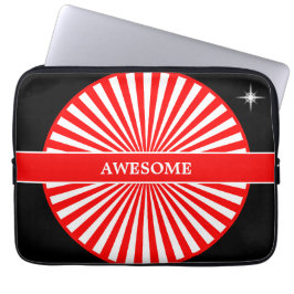 Capa Para Notebook Raios de sol nascente vermelhos em branco e preto