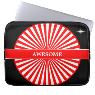 Capa Para Notebook Raios de sol nascente vermelhos em branco e preto