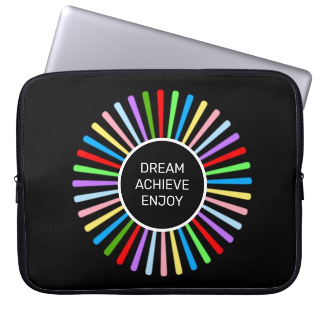 Capa Para Notebook Raios multicoloridos modernos sobre preto (Frente)