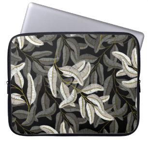 Capa Para Notebook Ramais bordados: impressão preto-branco.