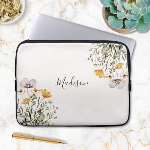 Capa Para Notebook Ramalhete de Flor Silvestre Bonita Monogramada