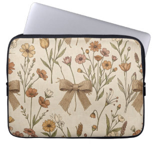 Capa Para Notebook Ramalhete de Flores Silvestres Rústicas com Laços