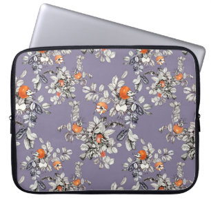 Capa Para Notebook Ramificações de Rosa selvagem: Padrão roxo.