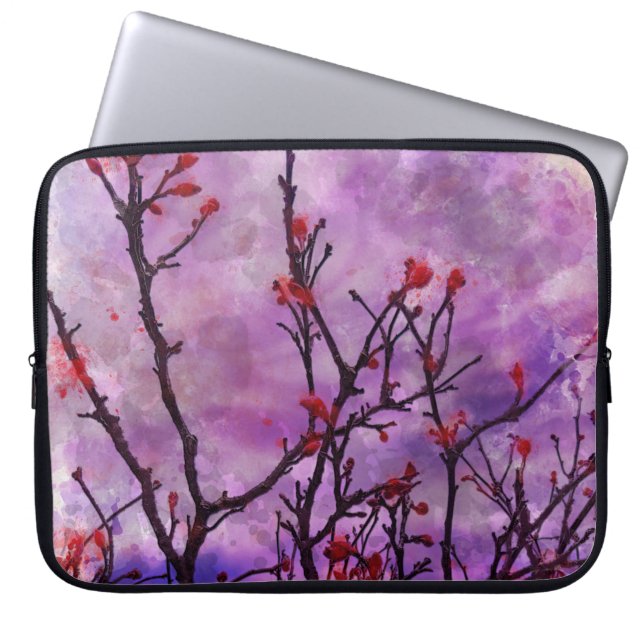 Capa Para Notebook Ramificações Escuras Com Buds Vermelhos Ca Água (Frente)