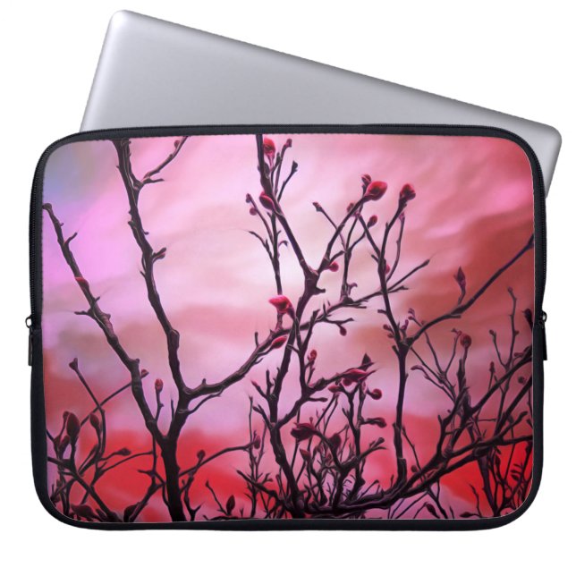 Capa Para Notebook Ramificações Escuras Combustos Vermelhos E Céu Fie (Frente)