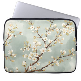 Capa Para Notebook Ramo Botânico de Flor Branca Delicada