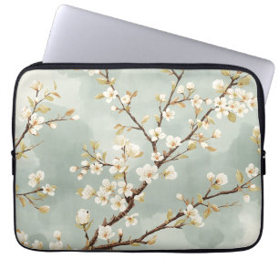 Capa Para Notebook Ramo Botânico de Flor Branca Delicada