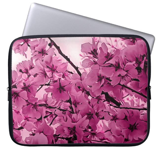 Capa Para Notebook Ramos de Cereja Ornamentais Roxo Estilizado (Frente)