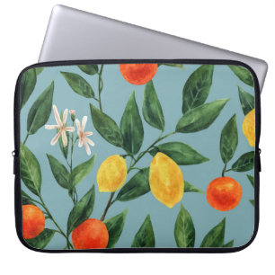 Capa Para Notebook Ramos de Citros: Padrão Ornamental de Aquarela