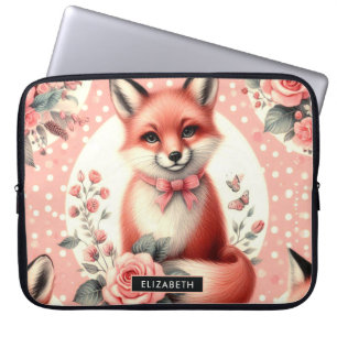 Capa Para Notebook Raposa-Bebê-Floral