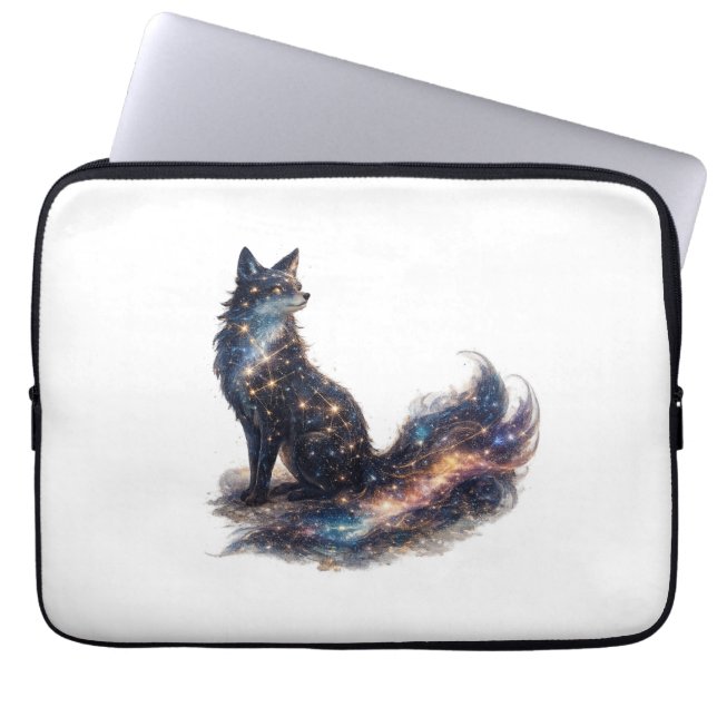 Capa Para Notebook Raposa Celestial | Animal de Fantasia Cósmica (Frente)