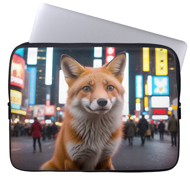 Capa Para Notebook Raposa na Times Square (Frente)
