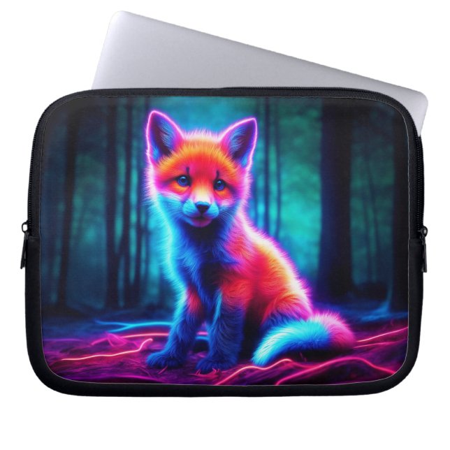 Capa Para Notebook Raposa-sonho vibrante com matizes a cores elétrica (Frente)