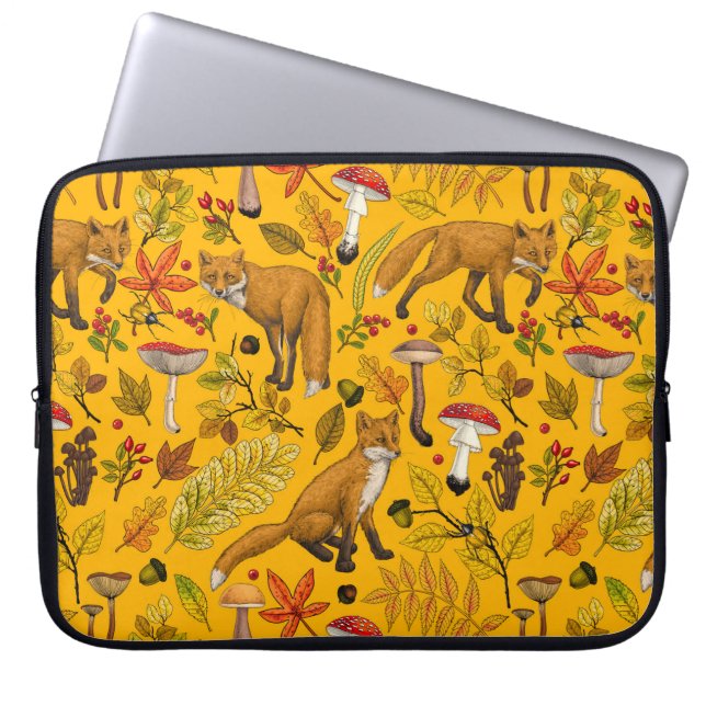 Capa Para Notebook Raposas de outono em laranja (Frente)
