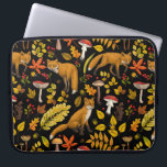Capa Para Notebook Raposas de outono em preto<br><div class="desc">Fauna e flora florestais de outono pintadas à mão- raposas,  folhas florestais,  cogumelos e bagas</div>