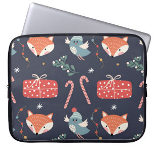 Capa Para Notebook Raposas e presentes: padrão perfeito para o Natal