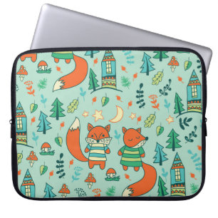 Capa Para Notebook Raposas Jovens: Padrão Invisível para Crianças.