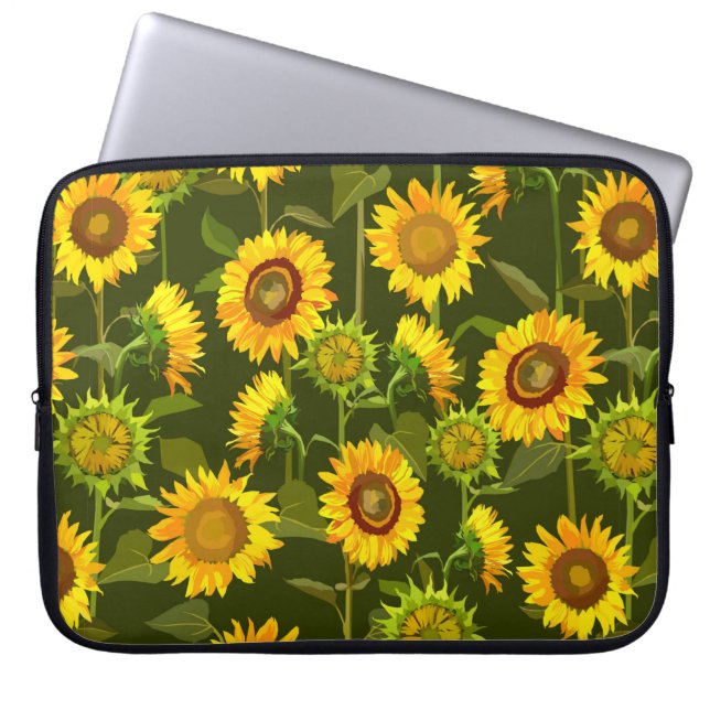 Capa Para Notebook Rastreio de verão de Sunflores (Frente)