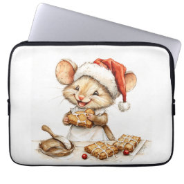 Capa Para Notebook Rato de chef de Natal bonito