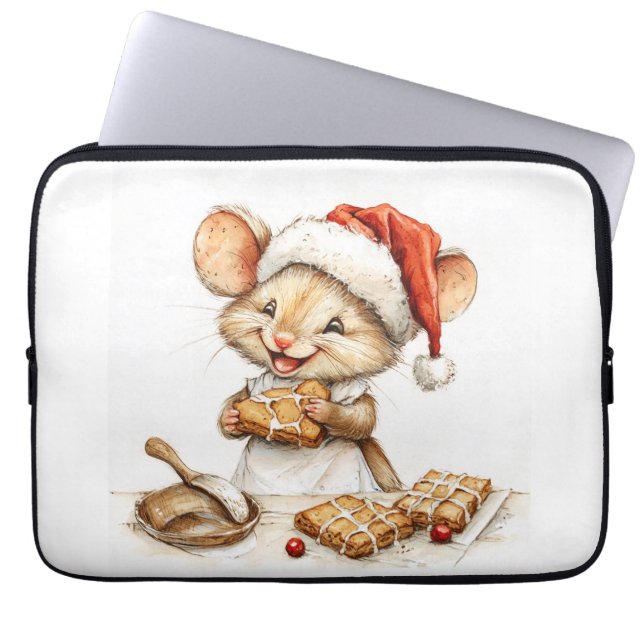 Capa Para Notebook Rato de chef de Natal bonito (Frente)