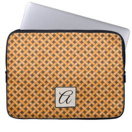 Capa Para Notebook Rattan Amarelo Tecido no Marrom Personalizado com 