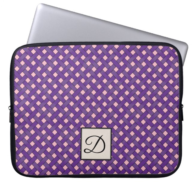 Capa Para Notebook Rattan roxo tecido a rosa personalizado com monogr (Frente)