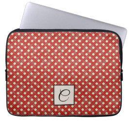 Capa Para Notebook Rattan Vermelho Tecido em Creme Personalizado com 