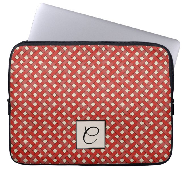 Capa Para Notebook Rattan Vermelho Tecido em Creme Personalizado com  (Frente)