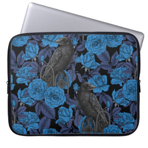 Capa Para Notebook Ravens e rosas azuis