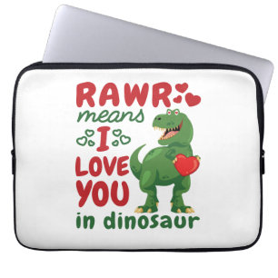 Capa Para Notebook Rawr quer dizer que te amo no dinossauro