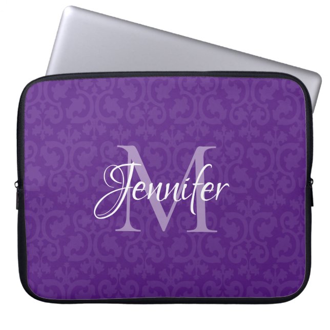 Capa Para Notebook Real Roxo e Monograma Branco (Frente)