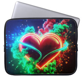 Capa Para Notebook Red and Green Valentine Heart on Electronics Bag
