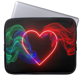 Capa Para Notebook Red and Green Valentine Heart on Electronics Bag
