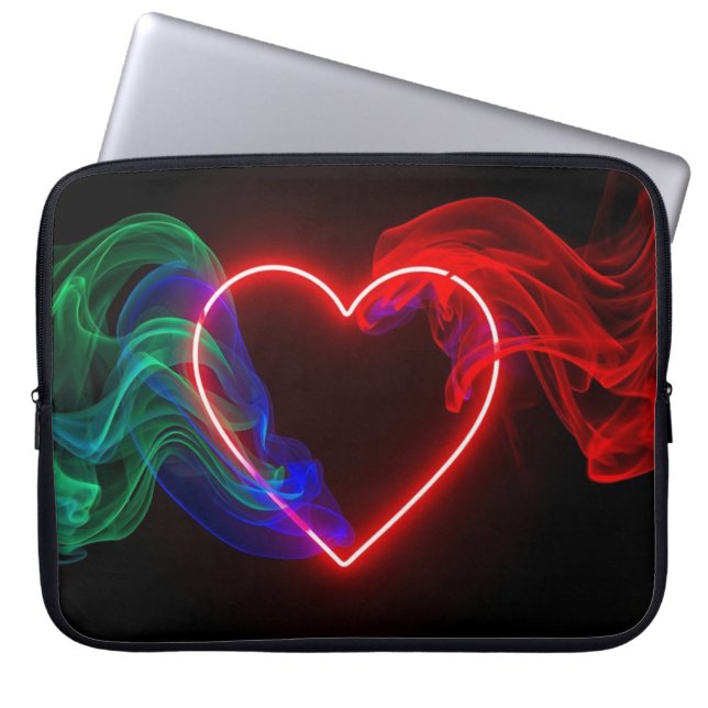 Capa Para Notebook Red and Green Valentine Heart on Electronics Bag (Frente)
