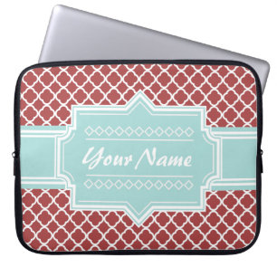 Capa Para Notebook Red and Mint Quatrefoil Personalizado