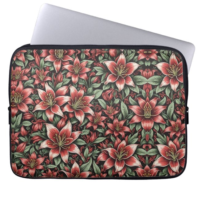 Capa Para Notebook Red Aztec Lily Pattern (Frente)