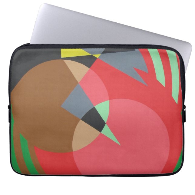 Capa Para Notebook Red & Brown Modern Art Laptop Sleeve (Frente)