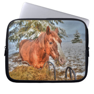 Capa Para Notebook Red Dun Chestnut Horse Eating Hay Equine Foto