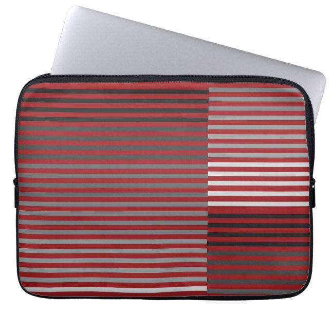 Capa Para Notebook Red, Gray, Black, White Stripes (Frente)