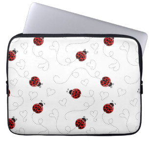 Capa Para Notebook Red Ladybug Beetle Insett Lover Black Hearts