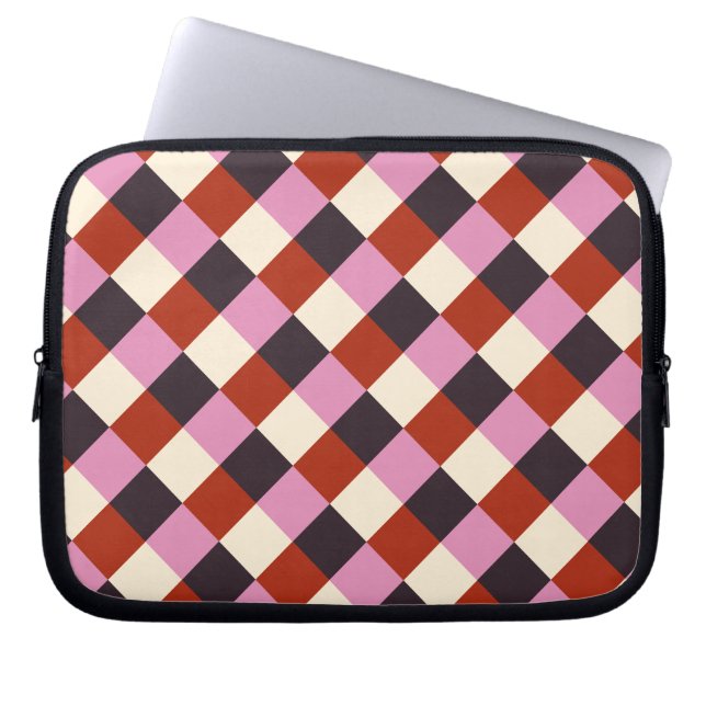 Capa Para Notebook Red Pink Eggplant Ivory Retro Plaid (Frente)