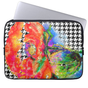 Capa Para Notebook Red Poppy - detalhe preto e branco dos dentes dos 