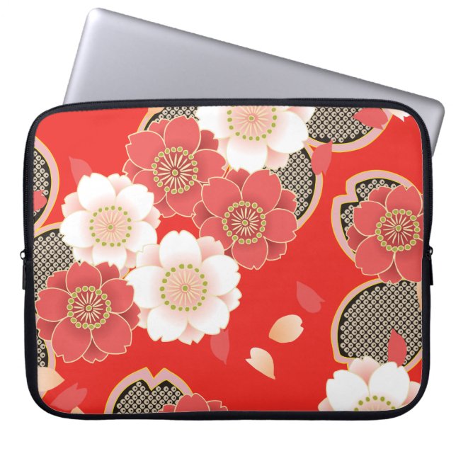 Capa Para Notebook Red & White Sakura Japan Kimono (Frente)