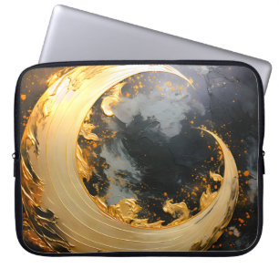 Capa Para Notebook Redemoinho Abstrato Moderno Ouro Preto Lua